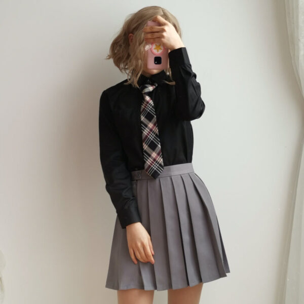 uniform short / long sleeve black blouse - Image 3