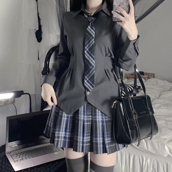 Fitted waist button-up shirt blouse - Image 7