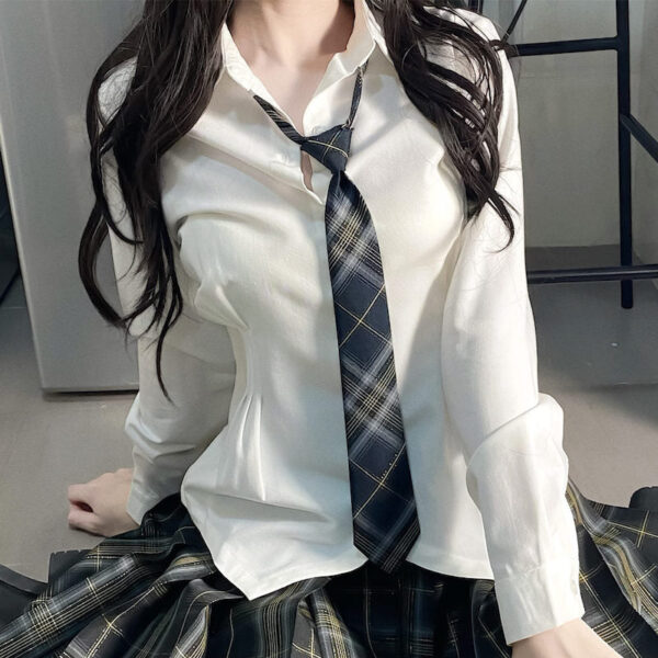 Fitted waist button-up shirt blouse - Image 8