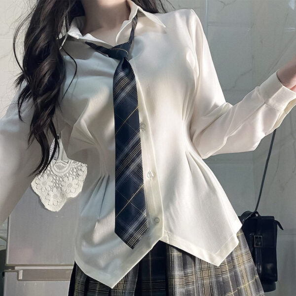 Fitted waist button-up shirt blouse - Image 5