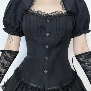 Gothic lolita black puff blouse